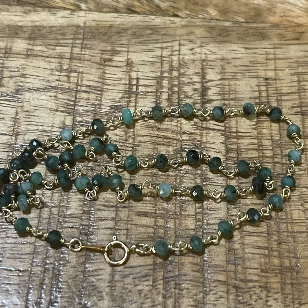 16” gold filled raw emerald necklace - Picture 3 of 3